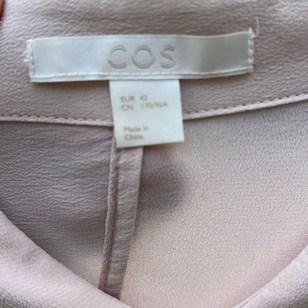 Pink silk COS tunic shirt.